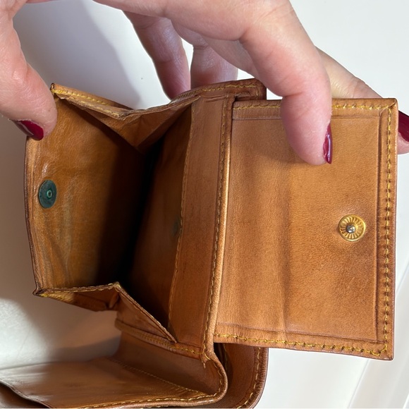 Etro Milano Vintage Trifold Bordeaux Paisley & Tan Leather Wallet w/ Coin Pouch - Picture 6 of 16